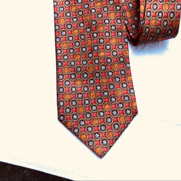Ermenegildo Zegna silk tie fall oranges golds - Picture 2 of 7